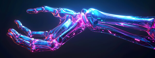 Neon Glowing Hand Anatomy