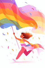 LGBT friend and couples with happiness and smile, Pride month , gay and lesbian relationship. Rainbow and balloon Pride element with white background.	
