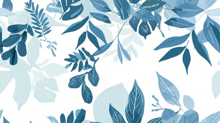 Fototapeta premium Botanical frames flat design top view framed theme water color Monochromatic Color Scheme. Seamless Pattern, Fabric Pattern.