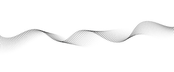 Flowing Dot Wave halftone gradient pattern on transparent background