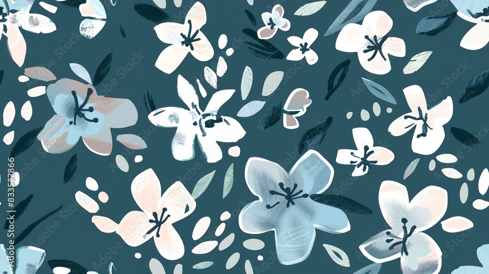 Aufkleber untamed flowers flat design top view untamed theme water color monochromatic color scheme. seamless 