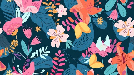 Sentimental florals flat design top view sentimental theme animation vivid. Seamless Pattern, Fabric Pattern.