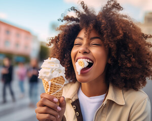 Woman with ice cream.