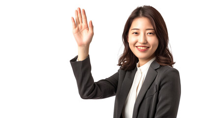 Chinese corporate woman giving a high-five