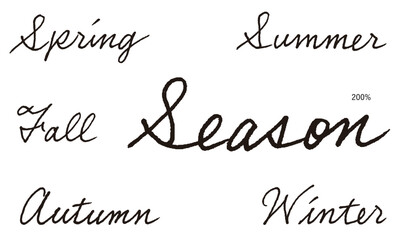 手書き筆記体の季節の英語名。グラフィック デザイン、カレンダー、パーツ。