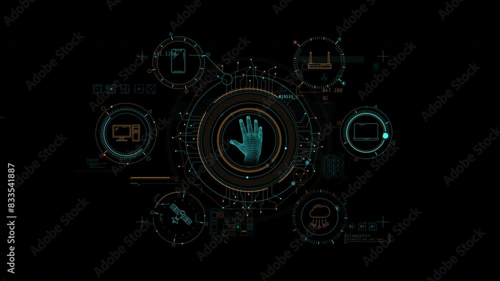 Poster animated infographic diagram on the theme of protecting access to devices.