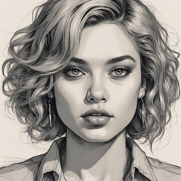 Bleistiftskizze Portrait. Generative AI Technologie