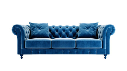 Obraz premium Modern Blue Sofa Stylish and Comfortable Living Room Furniture cut out transparent isolated on white background PNG file