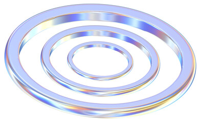 Rings 3D abstract shapes illustration with chrome effects