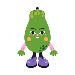 Cute cartoon papaya illustration on a white background.