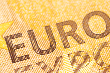 Macro shot of euro banknote