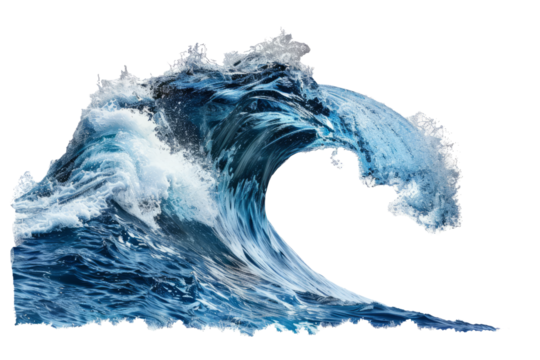Dynamic water wave isolated on transparent background