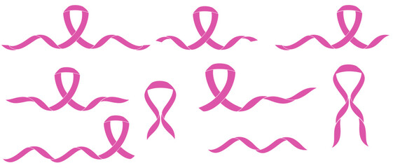 Breast cancer pink ribbon vector with transparent background 