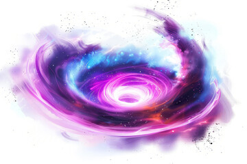 magical portal opening, with swirling vortex and light beams on white background.
