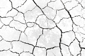Texture soil dry crack background pattern of drought lack of water of nature white black old broken.