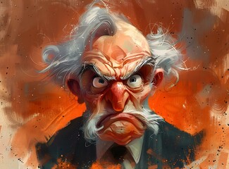 grumpy old man illustration