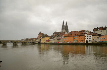 Obraz premium View of Regensburg old town