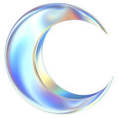 Moon 3D abstract shapes illustration with chrome effects