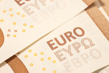 Euro text Macro shot of euro banknote