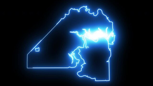 map of Jacksonville in Florida with a neon effect that glows blue
