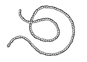 Hand-drawn cowboy rope in doodle style Vector illustration isolated on white. © dwi