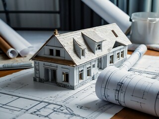 Construction results on the Blue print of house plan | Real-estate concept 