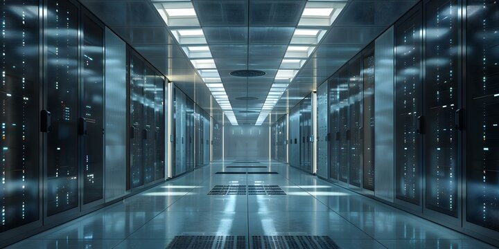 Futuristic technology background with empty server room