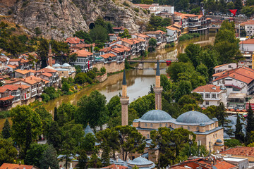 Fascinating view of the city of Amasya, also known as the city of princes. wonderful clouds coming...