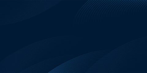 Abstract shining blue curved lines on blue background.