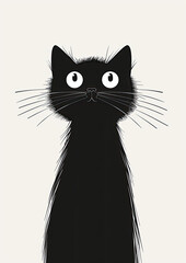 Silhouette of a Cat in Black and White