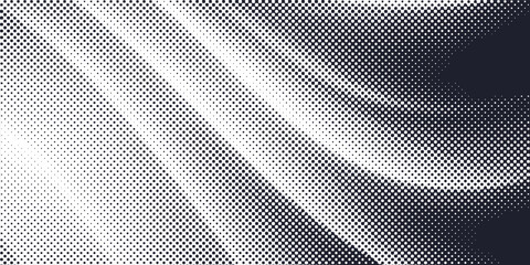 Dotted gradient halftone background. Horizontal seamless dotted pattern in pop art style. Abstract modern stylish texture. Fade gradient black and white half tone background. Vector illustration.