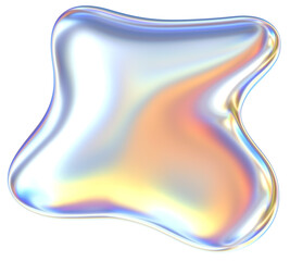 Fluid free from 3D abstract shapes illustration with chrome effects