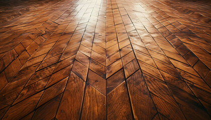 Vintage-style gym floor with decorative hardwood texture, highlighting intricate wood colors and...