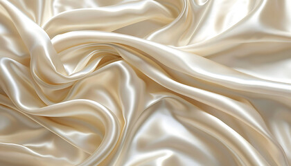 Obraz premium Luxurious ivory silk fabric with smooth texture and elegant drapery, arranged in gentle curves and folds, showcasing its glossy sheen
