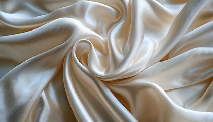 Obraz premium Luxurious ivory silk fabric with smooth texture and elegant drapery, arranged in gentle curves and folds, showcasing its glossy sheen
