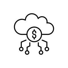 Cloud finance outline icons, minimalist vector illustration ,simple transparent graphic element .Isolated on white background