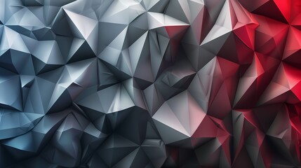 Obraz premium Abstract 3D Geometric Shapes in Red, Blue, and Gray Patterned Arrangement
