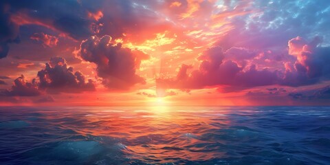 Fototapeta premium A beautiful sunset over the ocean