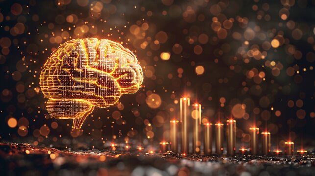 A conceptual image of a brain shaped like a bar chart, symbolizing the analytical thinking required for successful stock market strategies.