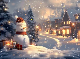 Obraz premium Christmas snowman