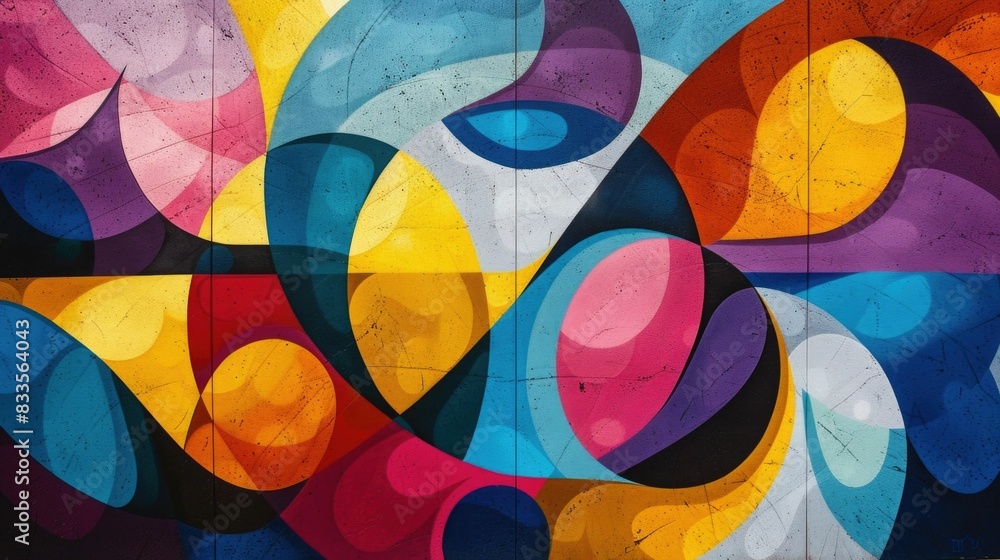 Aufkleber vibrant abstract graffiti inspired mural background with contemporary art styles and geometric patte
