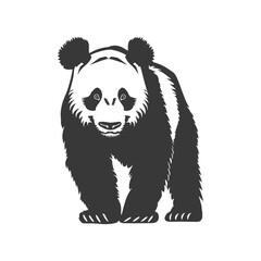 silhouette panda animal full body black color only