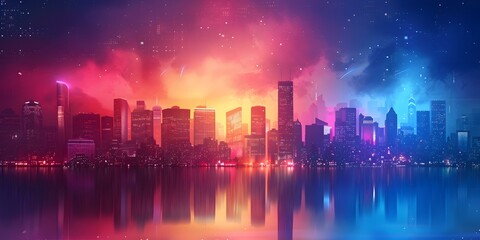 Obraz premium Cityscape in Blue and Orange