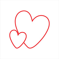 Two connected hearts icon. Love symbol. Red heart. isolated on white background. vector illustration. EPS 10/AI