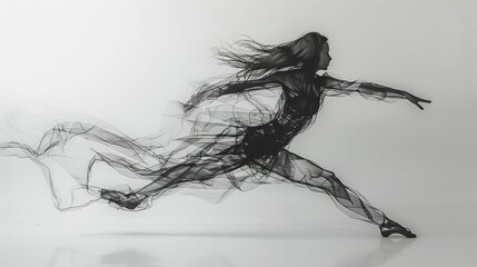 Fototapeta premium Captivating one line depiction of a dancer in fluid graceful motion showcasing the beauty and dynamism of the human form in movement This stylized abstract captures the essence of dance through a