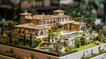 Fototapeta premium Exquisite Architectural Marvel: Captivating Luxury House Model with Unparalleled Elegance and Style