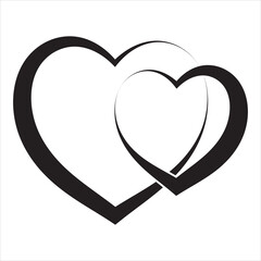 Two connected hearts icon. Love symbol. Heart silhouette.   isolated on white background. vector illustration. EPS 10/AI