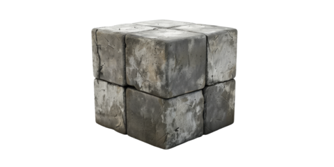 [Transparent Background PNG]gray concrete cube