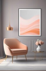 Peach living room color trend 2014 peach living room color. Gray walls and pictures on them , peachy beige pastel color furniture. Modern room design home interior design. Living in a comfortable envi