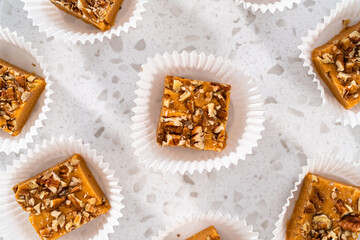 Pumpkin spice fudge with pecans